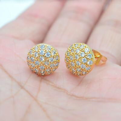 #ad 18K Yellow Gold Filled Clear Topaz Women Round Ball Charming Stud Earrings Gift AU $2.99