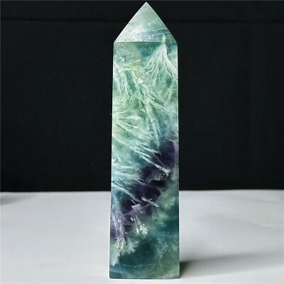 #ad 6.1quot; 0.93LB Crystal Feather Fluorite Tower Point Obelisk Healing Reiki Decor $49.25
