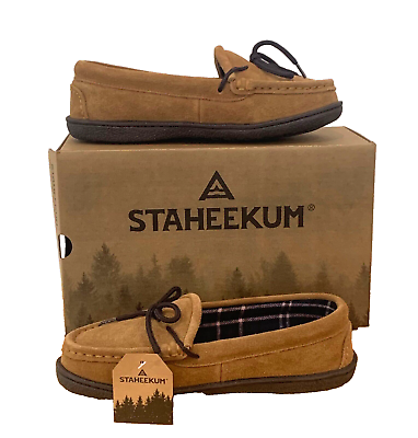#ad Staheekum Eden Flannel Leather Slippers Wheat Brown Cushioned Size 9 New in Box $29.95