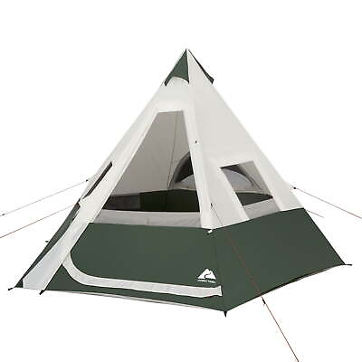 #ad 7 Person 1 Room Teepee Tent with Vented Rear Window Green $80.10