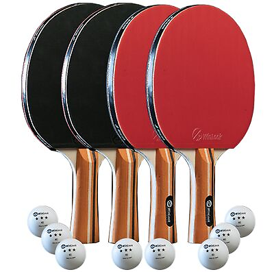 #ad JP WinLook Ping Pong Paddles Sets of 4 Portable Table Tennis Paddle Set wit... $41.63