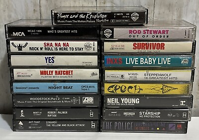 #ad 80s 70s Rock 17 Cassette Lot Prince Yes Molly Hatchet Police Survivor Who Inxs $17.21