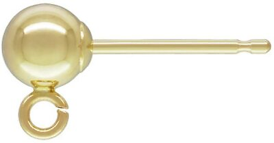 #ad 4 Qty. 14 kt. Gold 4.0mm Ball Post Earring with Ring 0.66mm Post .583 $51.54