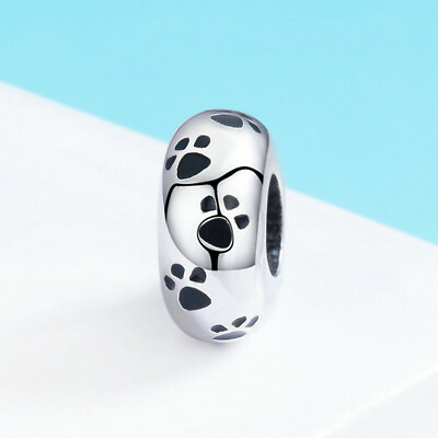 #ad Fashion Paw Print Dog Prints Footprint Pendant Solid S925 Sterling Silver Charms $13.54