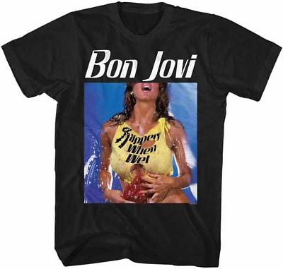 #ad BON JOVI SLIPPERY WHEN WET Glam Hair Metal Rock Band Licensed Concert T Shirt $30.00