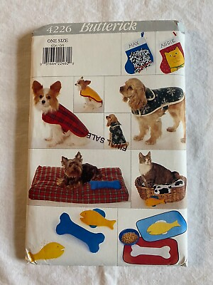 #ad Dog Coat Bed Stocking Toys Pet Accessories Butterick 4226 Pattern UNCUT $6.50