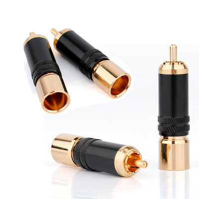 #ad 4pcs 24K Gold Plated Phono RCA Adapter Plug HIFI Audio Cable DIY Connector $16.00