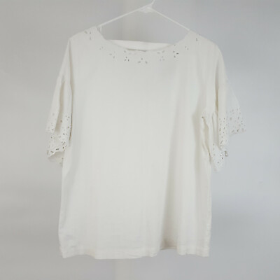 #ad NEW $59 Ann Taylor LOFT Linen Blend Blouse White V Back Womens Size Small $19.99