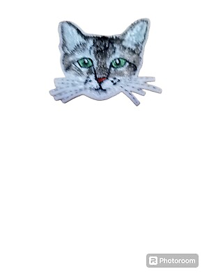 #ad Iron On Patches Cat Kitten Grey Animal $3.95