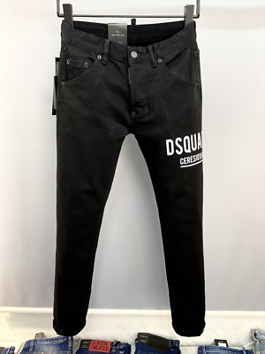 #ad Jeans dsquared2 Simple letter print D Second Slim fashion trend D2 Black $152.65