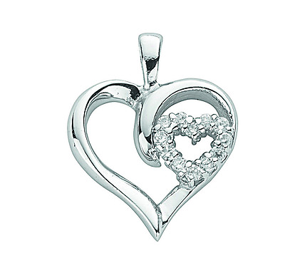 #ad Silver Double Heart Silver Pendant Double Two Hearts 925 Hallmark $45.13