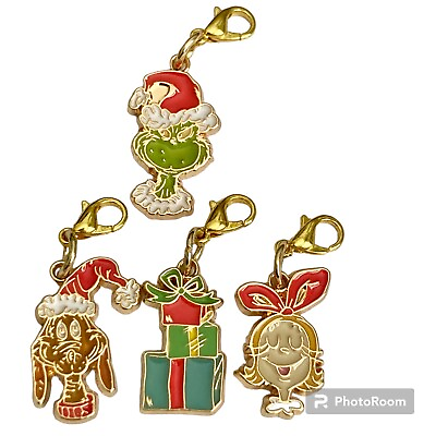 #ad The Grinch Christmas Clip On Charm Charms Set 4 Enamel Dr. Seuss Zipper Pull $19.99