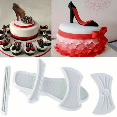 #ad 9pcs set High Heeled Shoes Fondant Cake Mould Sugarcraft Baking Cutter Mold New $12.99