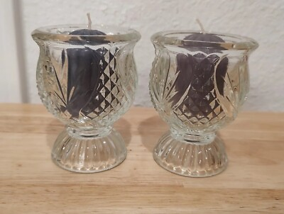 #ad 2 Vintage Avon Cut Glass Votive Candle Holders Tulip Shape Home Interior Candles $15.00