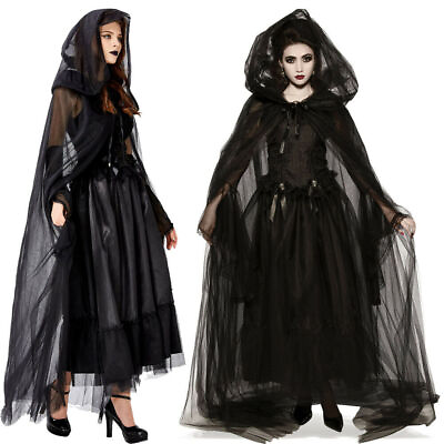 #ad Womens Halloween Vampire Dress Costume Adult Witch Cloak Cosplay Party Fancy $31.67