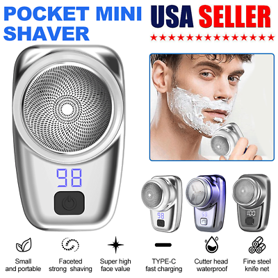 #ad Mini Portable Electric Razor USB Rechargeable Shaver LCD Beard Trimmer Mens Gift $28.98