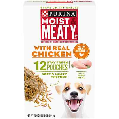 Purina Moist And Meaty Soft Dog Food With Real Chicken Recipe 72 Oz Box $12.80