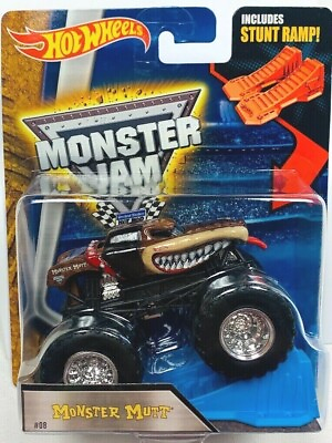 #ad New Hot Wheels Monster Jam Monster Mutt Truck w Blue Stunt Ramp #08 $9.99