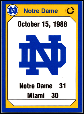 #ad 1990 Collegiate Collection Notre Dame #198 1988 Miami FREE SHIPPING $1.49
