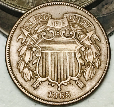 #ad 1865 Two Cent Piece 2C Ungraded Choice Civil War Date US Copper Coin CC21901 $109.99