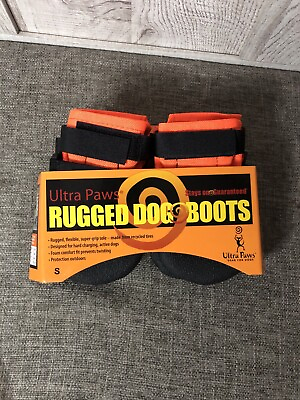 #ad Ultra Paws Rugged Dog Black Orange Boots Dog Pets Size Small 2.25 inches $19.99