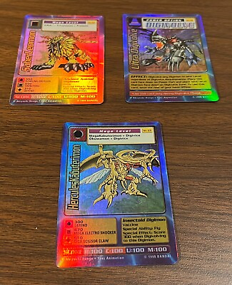 #ad Digimon Cards Lot of 3 holos from digi battle card game starter set $9.99