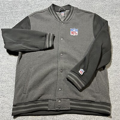 #ad Official NFL SHIELD LOGO XL Gray Bomber Jacket NFL Team Apparel Sz XL $79.97
