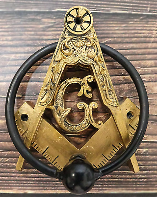 #ad Antiqued Faux Gold Freemasons Freemasonry Masonic Square and Compass $42.40