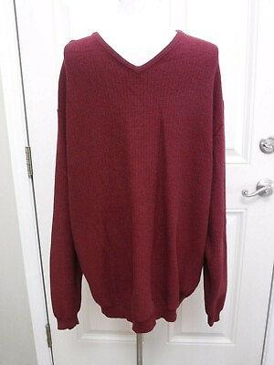 #ad TOMMY BAHAMA XL V Neck Burgundy Red Cotton Knit Long Sleeve Pull Over Sweater $19.99