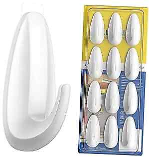 #ad ALOCEO 12 Pcs Wall HooksSelf Adhesive Hooks with 13 Clear #1 White*12 hooks $15.68