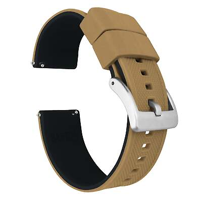 #ad Khaki Tan Top Black Bottom Elite Silicone Watch Band Watch Band $21.99