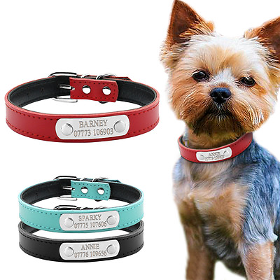 PU Leather Personalized Dog Collars Free Engraving Custom Cat Pet Name ID Collar $8.49