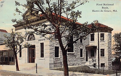 #ad Havre de Grace MD Maryland First National Bank Main Street 1910s Vtg Postcard D3 $28.00