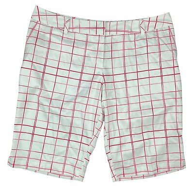 #ad Adidas Climalite Golf Tennis Outdoor Shorts White Pink Checks Women#x27;s Size 12 $17.95