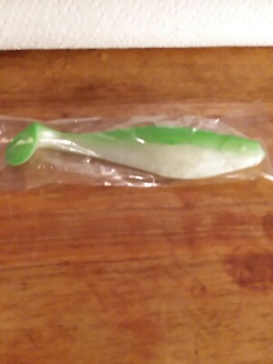 #ad 6 Inch Shad Paddle Tail Pearl White W Green Back 5 Pack $9.50