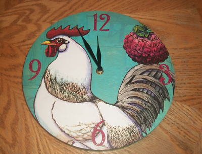 #ad Demdaco Farm Fresh Style 11quot;Round Rooster Wall Clock #13708 $18.71