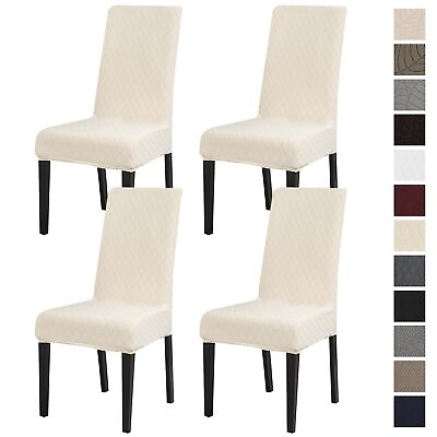 #ad 100% Waterproof Dining Room Chair Covers Set of 4 Super Fit Stretch Jacquard ... $29.35