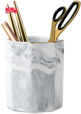 #ad Pen Holder Pencil Holder Marble Desk Organizer Cute Durable Ceramic Pencil Cu $27.92