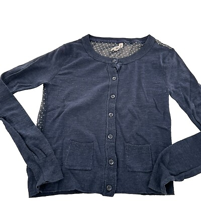 #ad Aeropostale Womens Small Sweater Long Sleeve Button Up Sheer Polka Dot Cardigan $9.98