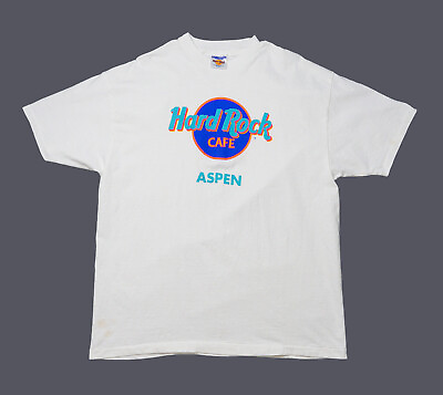 #ad 80s Vintage Hard Rock Cafe Aspen T Shirt Made In USA Single Stitched Graphic $13.99