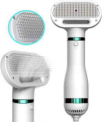 #ad 2 In 1 Pet Hair Dryer Blower Slicker Brush Portable Dog Cat Grooming Low Noise $36.98