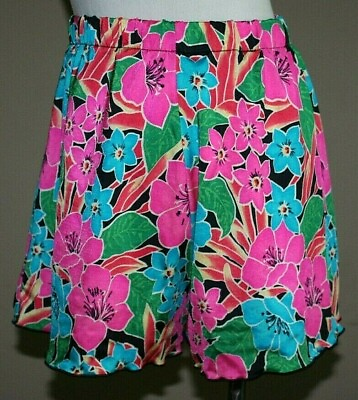#ad Vintage Cover Up Shorts Size Large 80s Coverup VTG Womens Floral Joyce Holder $24.99