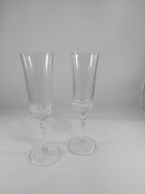 #ad ST GEORGE SET OF 2 CRYSTAL AMERICAN HERITAGE FLUTED CHAMPAGNE FLUTES 8 3 8quot; $30.00