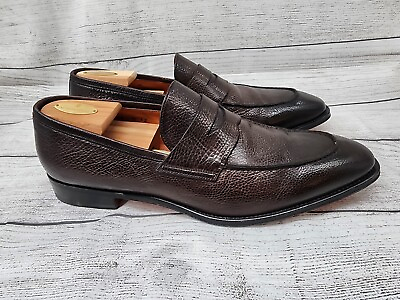 #ad Santoni Men’s Eitan Pebble Leather Loafers Brown MSRP$980 Mens Size 12 $229.71
