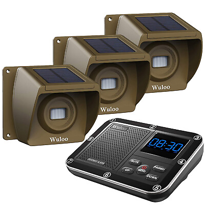 #ad Wuloo Solar Powered Wireless Driveway Sensor Alarms Long Range Motion Detectors $43.99