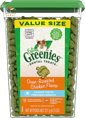 FELINE GREENIES Natural Dental Care Cat Treats Chicken Flavor $13.66