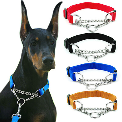 Martingale Dog Collar with Chain Loop Basic Pet Puppy Nylon Choker 4 colours US $7.66