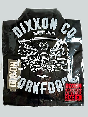 #ad DIXXON Flannel Workforce Long Sleeve Mens Button Up Black Shirt Size S NEW $80.00