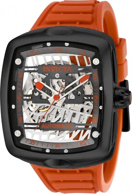 #ad Invicta S1 Rally Diablo Men#x27;s Orange Grey Skeleton Dial Automatic Silicone Watch $194.50