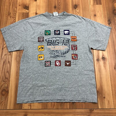 #ad Vintage Gear Grey Big 12 Basketball Tournament Graphic T Shirt Adults Size L $28.00